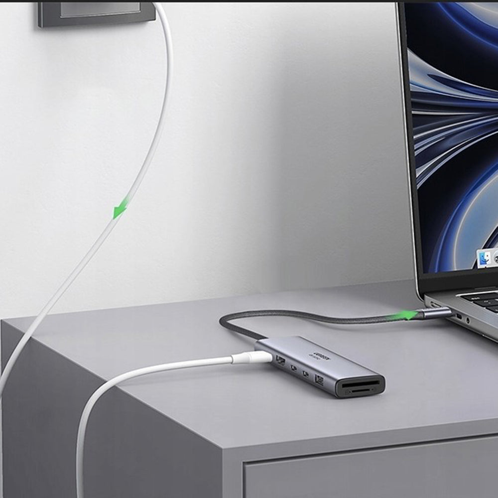 Hub USB-C UGREEN CM511 (45521), 1 x USB-A 3.2 - 3 x USB-C - 1 x HDMI - 1 x SD - 1 x microSD, Gri
