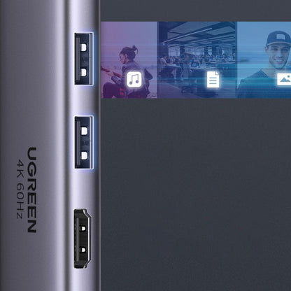 Hub USB-C UGREEN CM511 (60384), 2 x USB-A 3.0 - 1 x USB-C - 1 x HDMI - 1 x SD - 1 x microSD, Gri