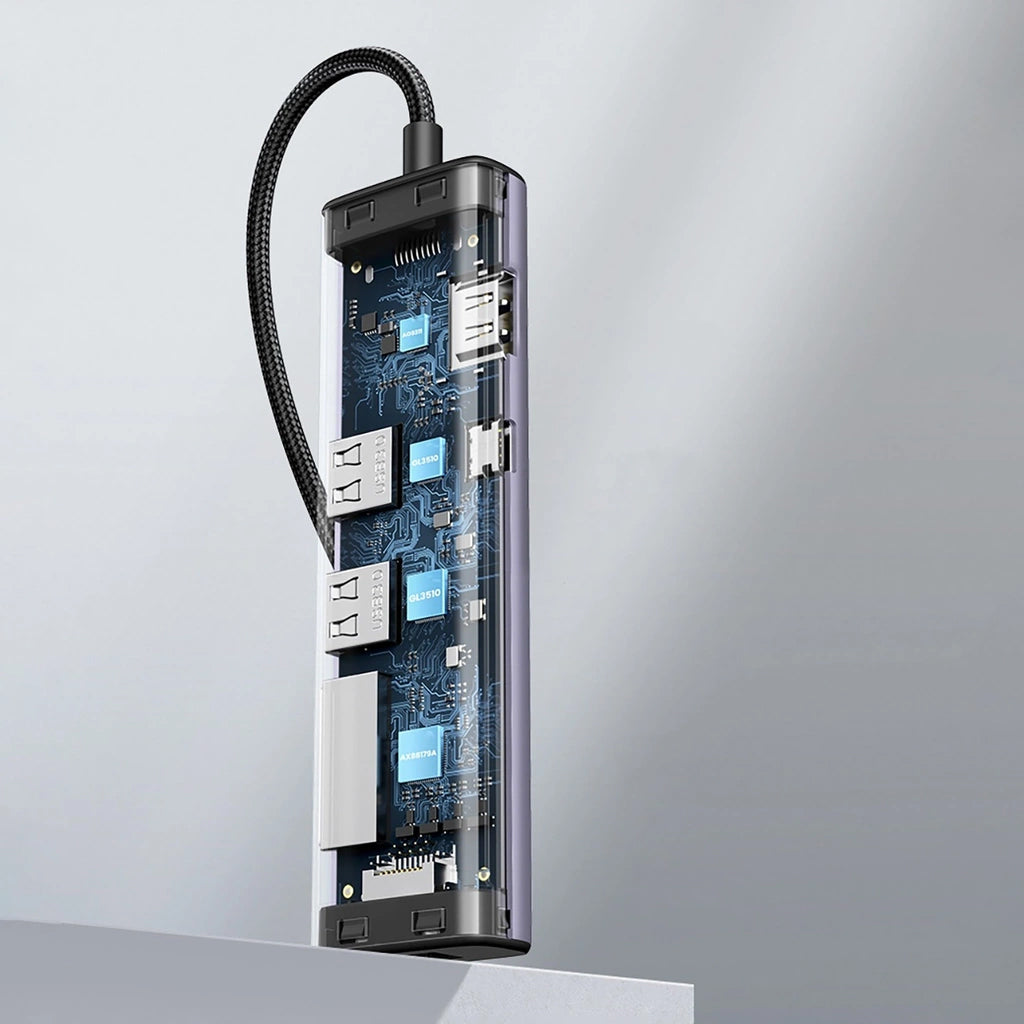 Hub USB-C UGREEN CM512, 2 x USB-A 3.0 - 1 x USB-C - 1 x HDMI - 1 x SD - 1 x microSD - RJ45, Gri