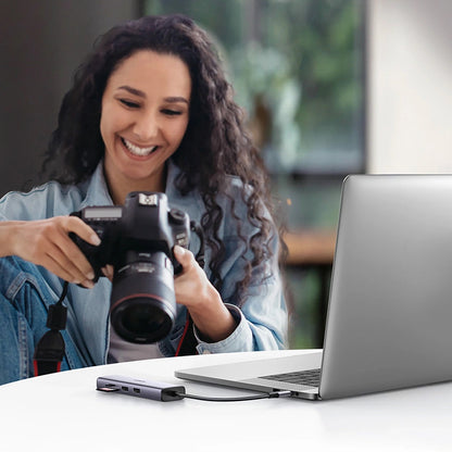 Hub USB-C UGREEN CM512, 2 x USB-A 3.0 - 1 x USB-C - 1 x HDMI - 1 x SD - 1 x microSD - RJ45, Gri