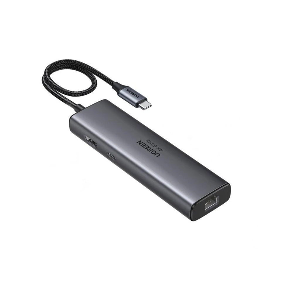 Hub USB-C UGREEN CM512 (45000), 2 x USB-A 3.2 - 2 x USB-C - 1 X HDMI - 1 x RJ45, Gri