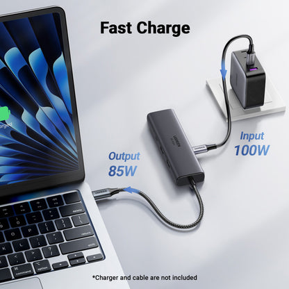 Hub USB-C UGREEN CM512 (45000), 2 x USB-A 3.2 - 2 x USB-C - 1 X HDMI - 1 x RJ45, Gri