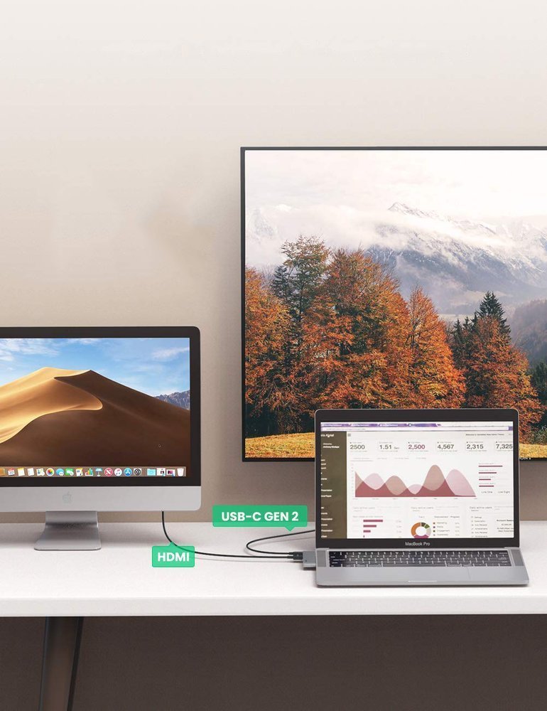 Hub USB-C UGREEN pentru Apple MacBook Pro / Air Series, 3 x USB-A 3.0 - 1 x USB-C - 1 x HDMI, Gri