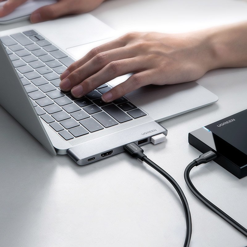 Hub USB-C UGREEN pentru Apple MacBook Pro / Air Series, 3 x USB-A 3.0 - 1 x USB-C - 1 x HDMI, Gri