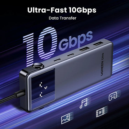 Hub USB-C UGREEN Uno (75177), 2 x USB-A 3.2 - 3 x USB-C - 1 x HDMI, Gri
