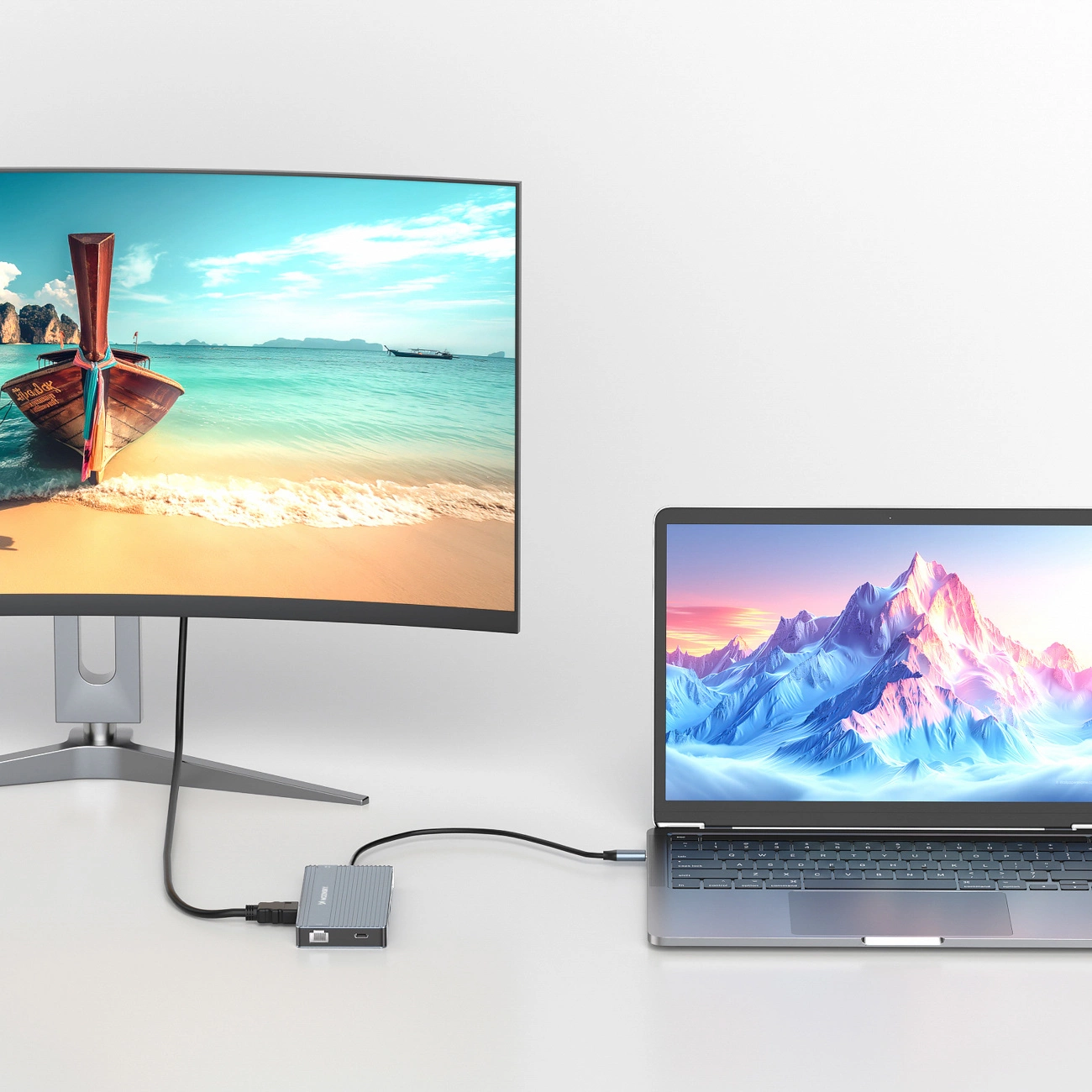 Hub USB-C WZK WDS03Y5S, 1 x USB-A 3.1 - 2 x USB-A - 5 x USB-C - 2 x HDMI - 1 x Jack 3.5mm - 1 x RJ45 - 1 x SD - 1 x microSD, Gri