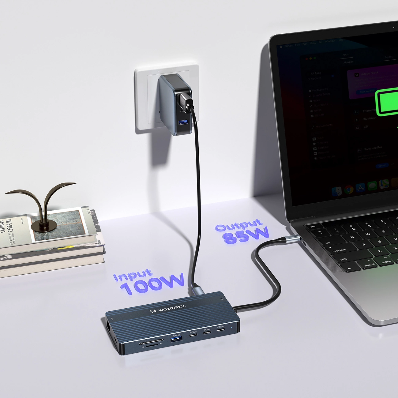 Hub USB-C WZK WDS03Y5S, 1 x USB-A 3.1 - 2 x USB-A - 5 x USB-C - 2 x HDMI - 1 x Jack 3.5mm - 1 x RJ45 - 1 x SD - 1 x microSD, Gri