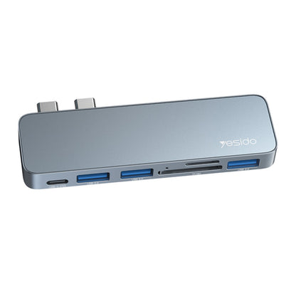 Hub USB-C Yesido HB10 pentru Apple MacBook Pro / Air, 6in1, Gri