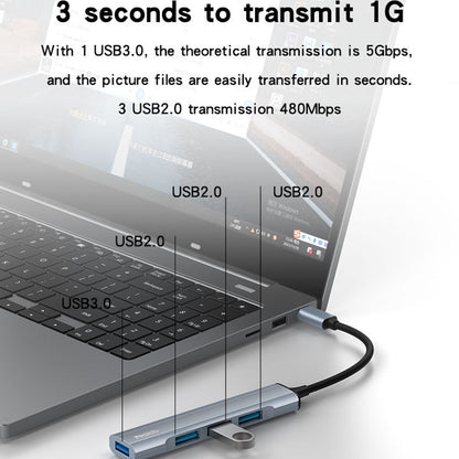 Hub USB-C Yesido HB17, 4in1, Gri