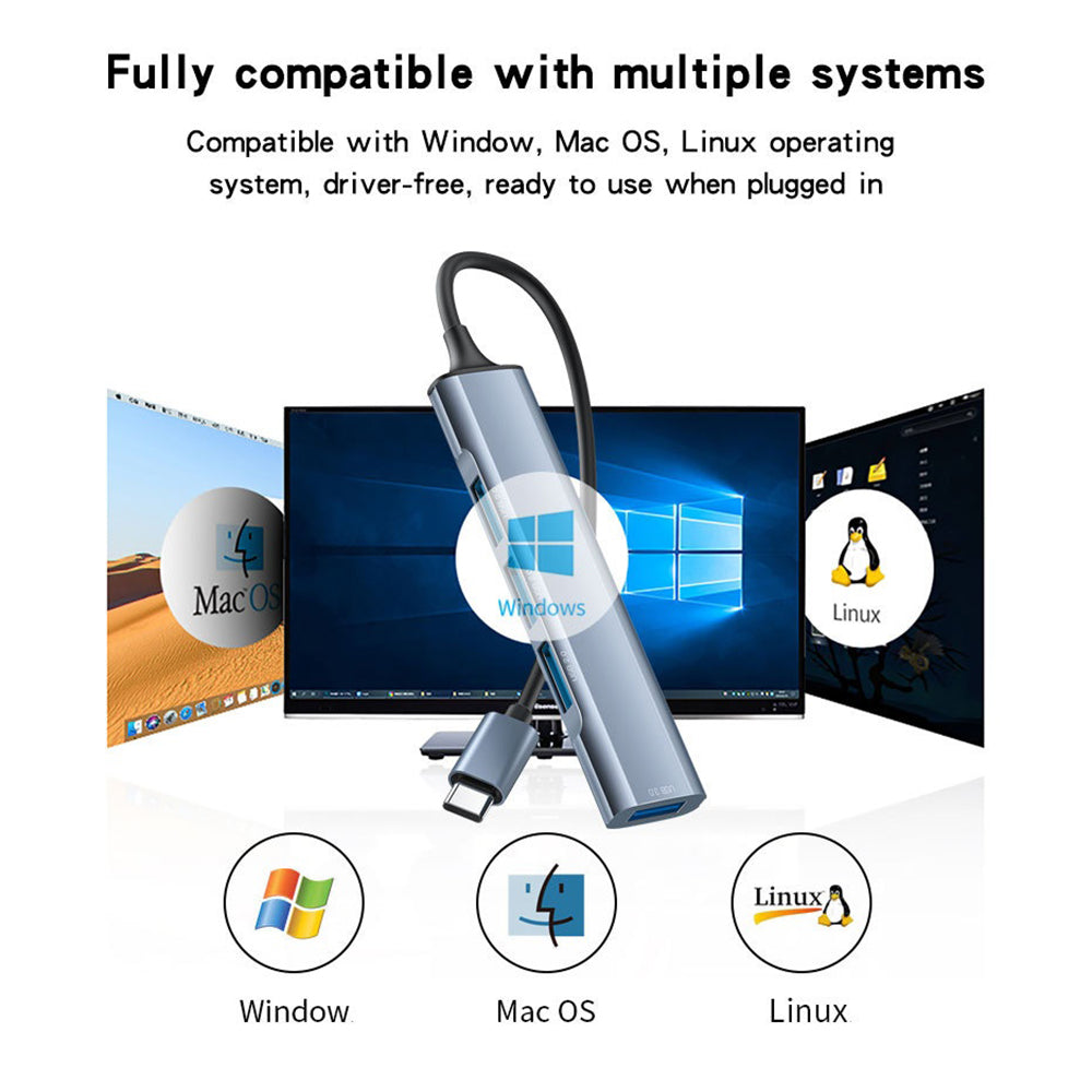 Hub USB-C Yesido HB17, 4in1, Gri