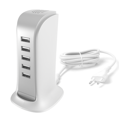 Incarcator Statie Dudao A5EU, 25W, 5A, 5 x USB-A, Alb