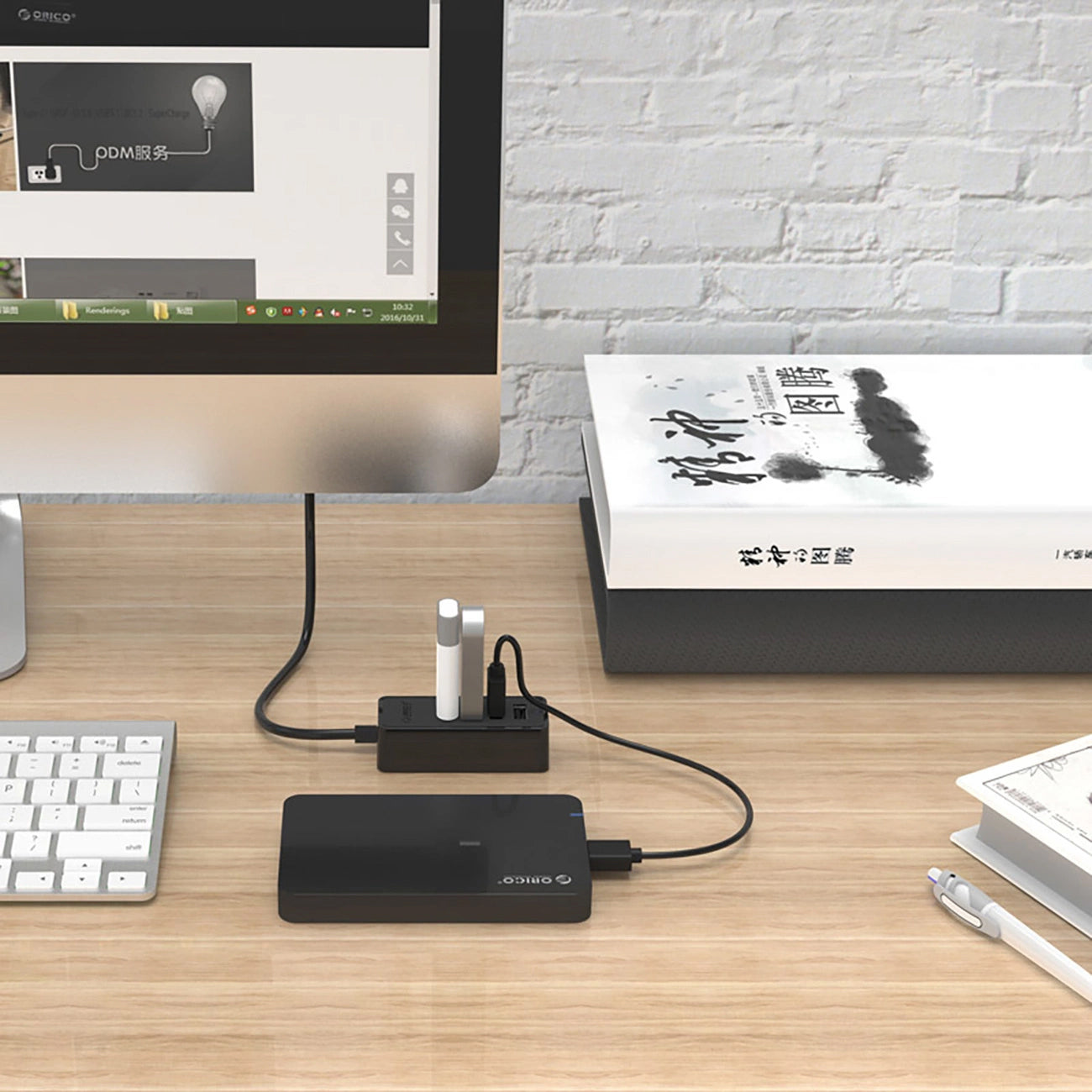 Hub USB Orico W5P-U2-100, 4 x USB-A, 1m, Negru