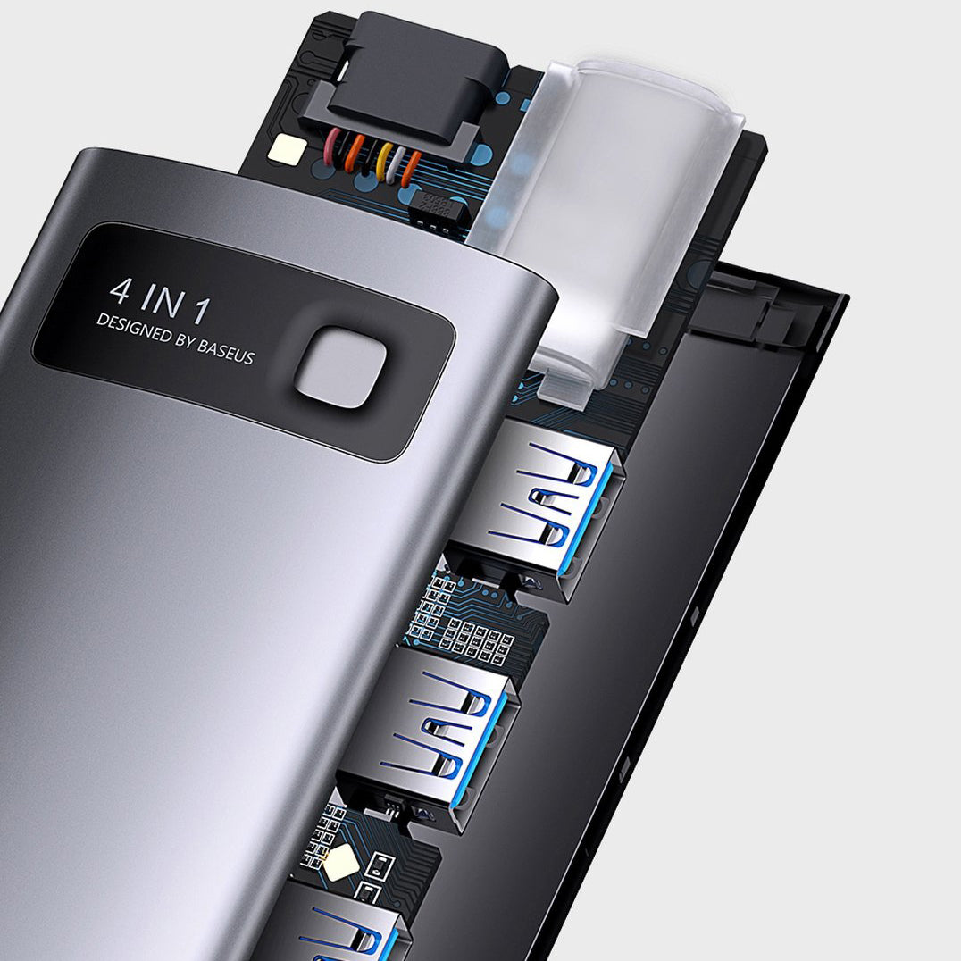Hub USB-C Baseus Metal Gleam, 4 x USB-A 3.0, Gri WKWG070013