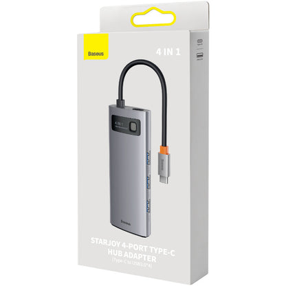 Hub USB-C Baseus Metal Gleam, 4 x USB-A 3.0, Gri WKWG070013