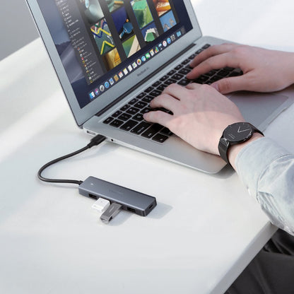 Hub USB Type-C UGREEN CM219, 4 x USB 3.0, Port Alimentare microUSB, Gri