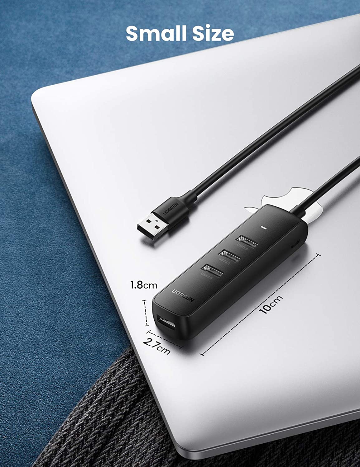 Hub USB UGREEN CM416, 4 x USB-A 3.0, 1m, Negru