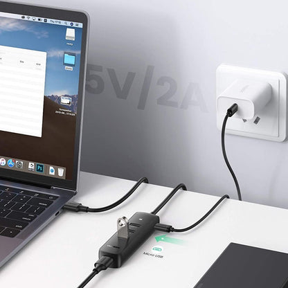 Hub USB UGREEN CM416, 4 x USB-A 3.0, 0.25m, Negru