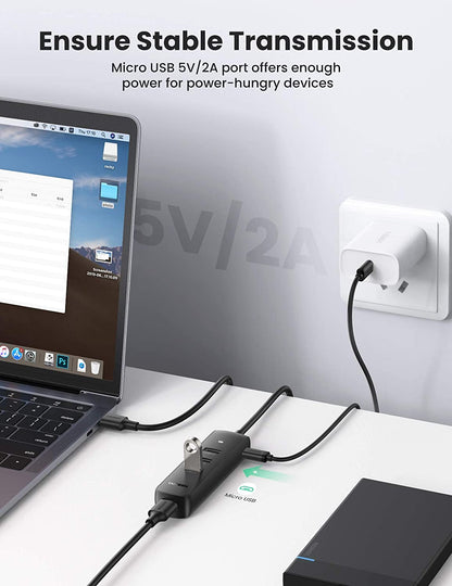 Hub USB UGREEN CM416, 4 x USB-A 3.0, 1m, Negru