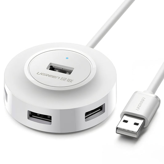 Hub USB UGREEN CR106, 4 x USB-A, 1m, Alb