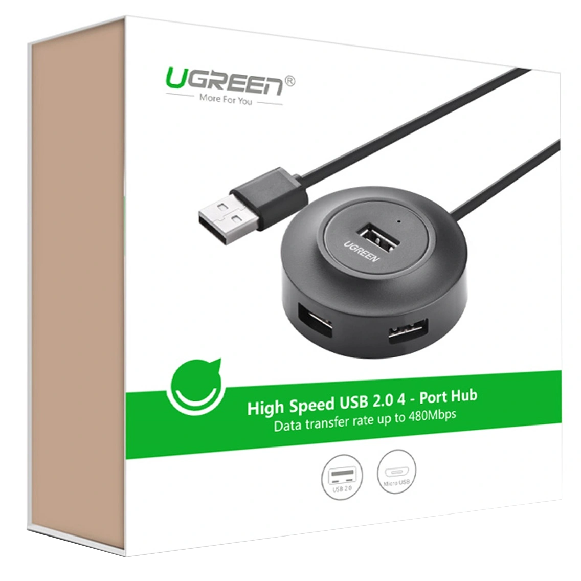Hub USB UGREEN CR106, 4 x USB-A, 1m, Negru