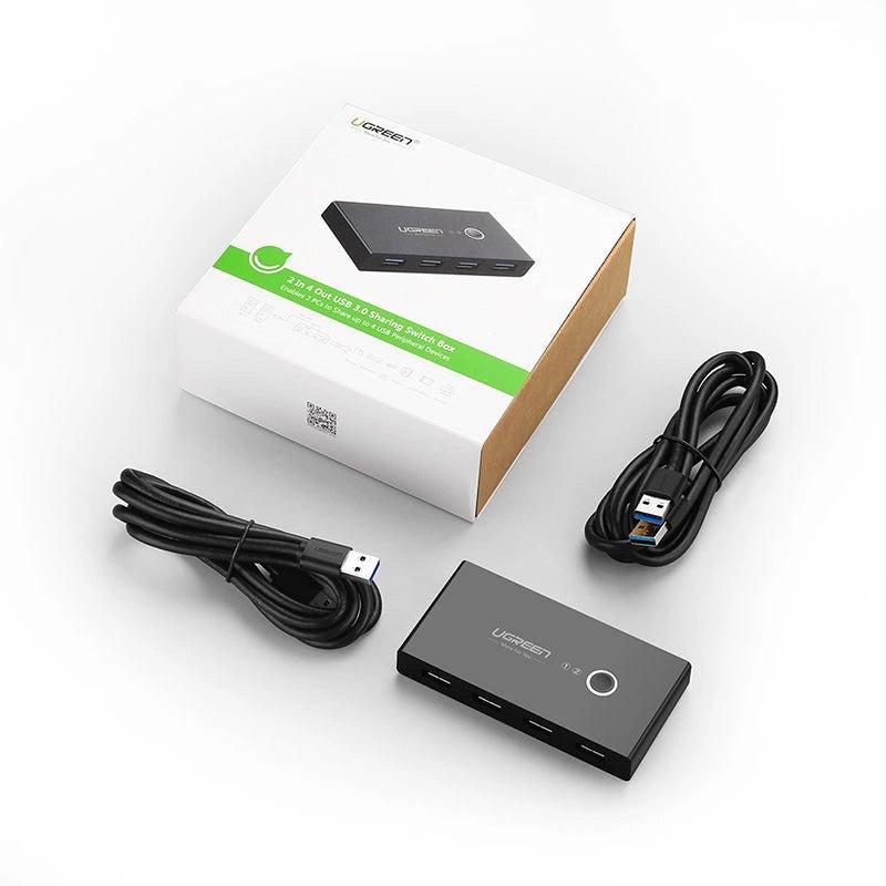 Hub USB UGREEN US216 Two Sharing Switch Box, 4 x USB-A 3.0, Negru