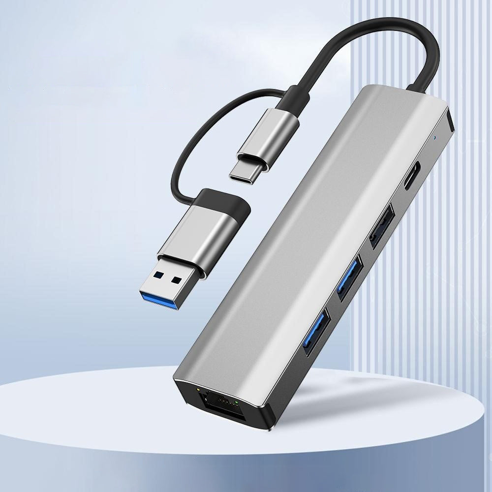 Hub USB / USB-C Techsuit H3 BoostNetLink, 5in1, Gri