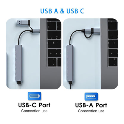 Hub USB / USB-C Techsuit H6 DataBridge, 7in1, Gri