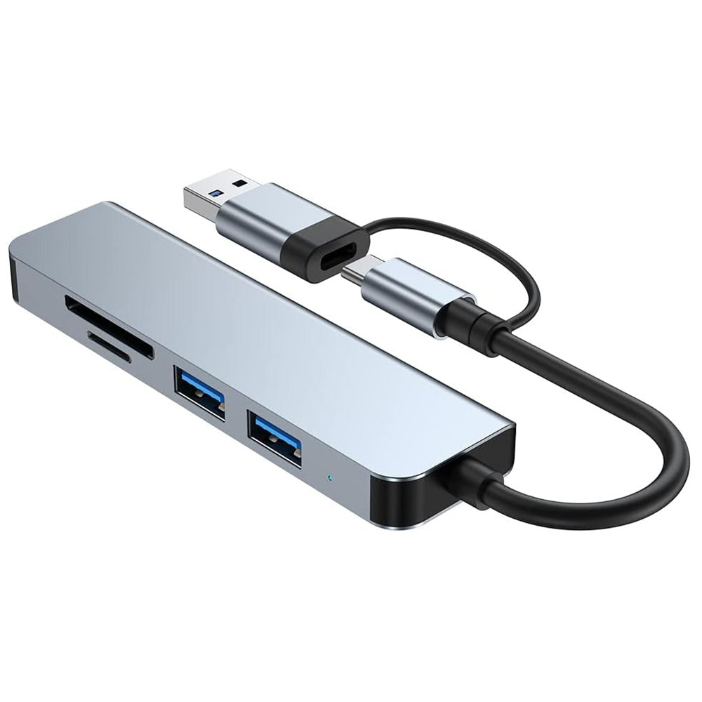 Hub USB / USB-C Techsuit H7 DataBridge, 5in1, Gri
