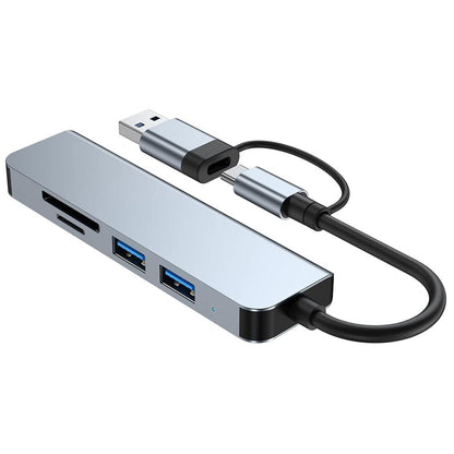 Hub USB / USB-C Techsuit H7 DataBridge, 5in1, Gri