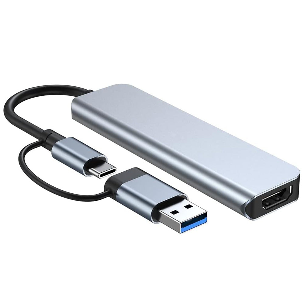 Hub USB / USB-C Techsuit H7 DataBridge, 5in1, Gri