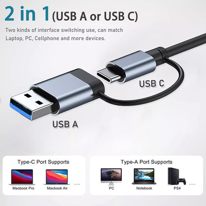 Hub USB / USB-C Techsuit H8 DataBridge, 4in1, Gri