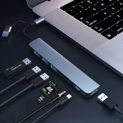 Hub USB / USB-C Techsuit H9 DataBridge, 8in1, Gri