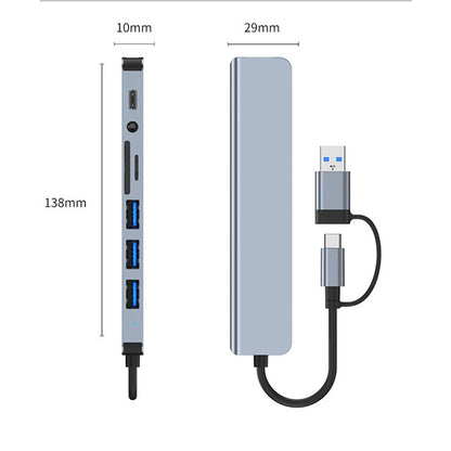 Hub USB / USB-C Techsuit H9 DataBridge, 8in1, Gri