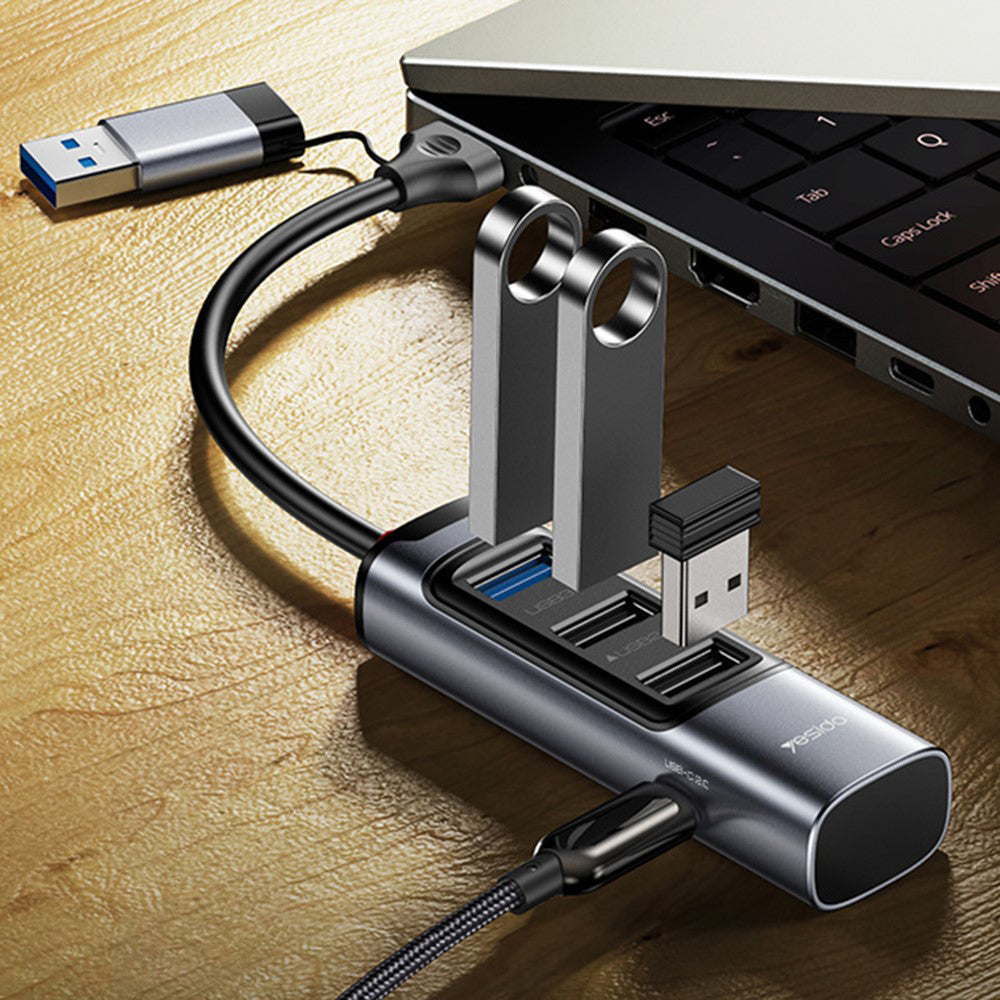 Hub USB / USB-C Yesido HB19, 4in1, Gri