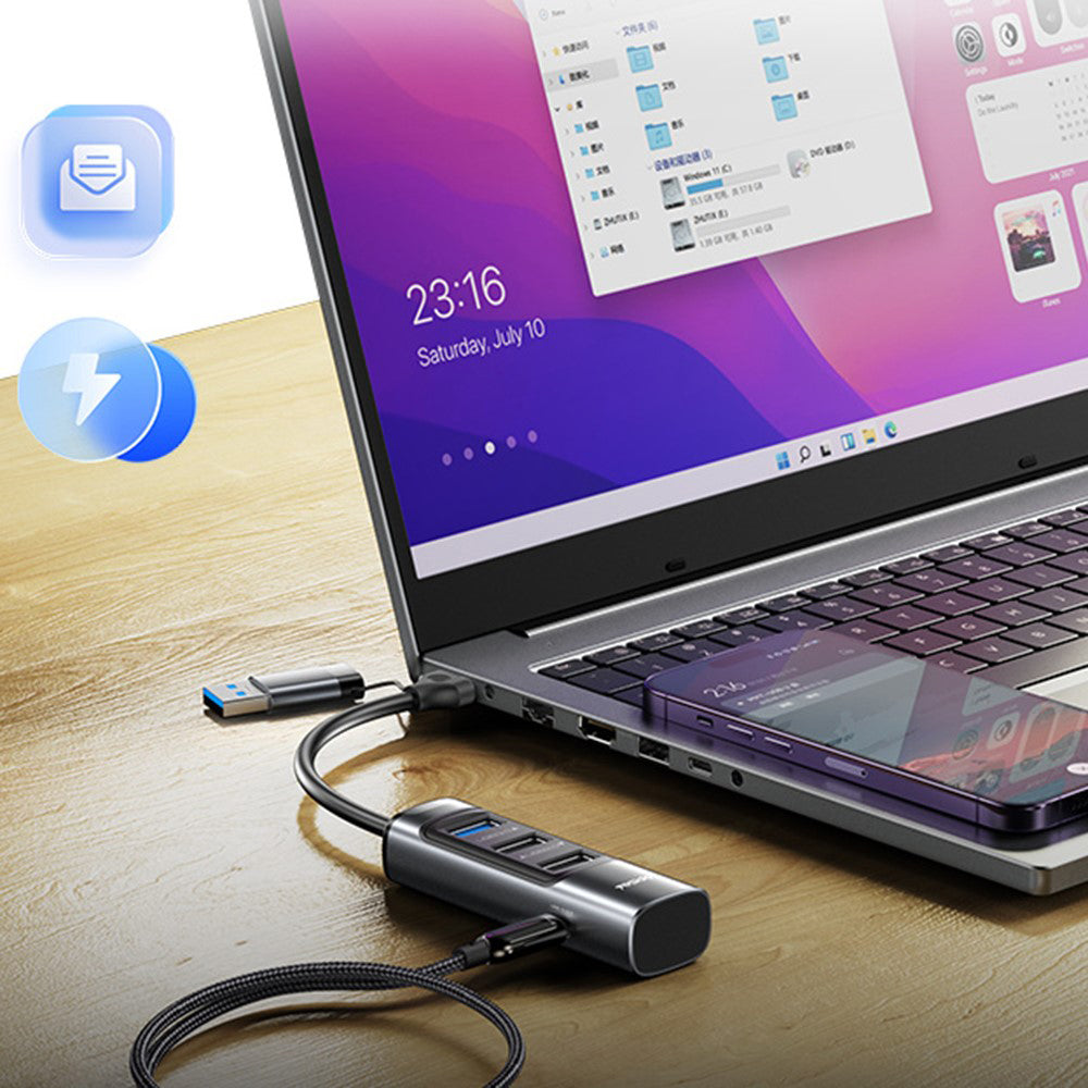 Hub USB / USB-C Yesido HB19, 4in1, Gri