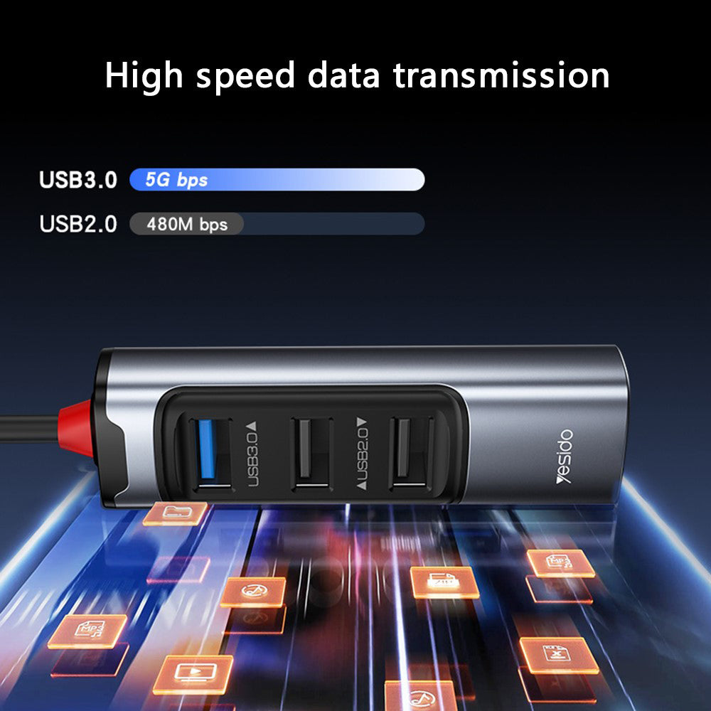 Hub USB / USB-C Yesido HB19, 4in1, Gri
