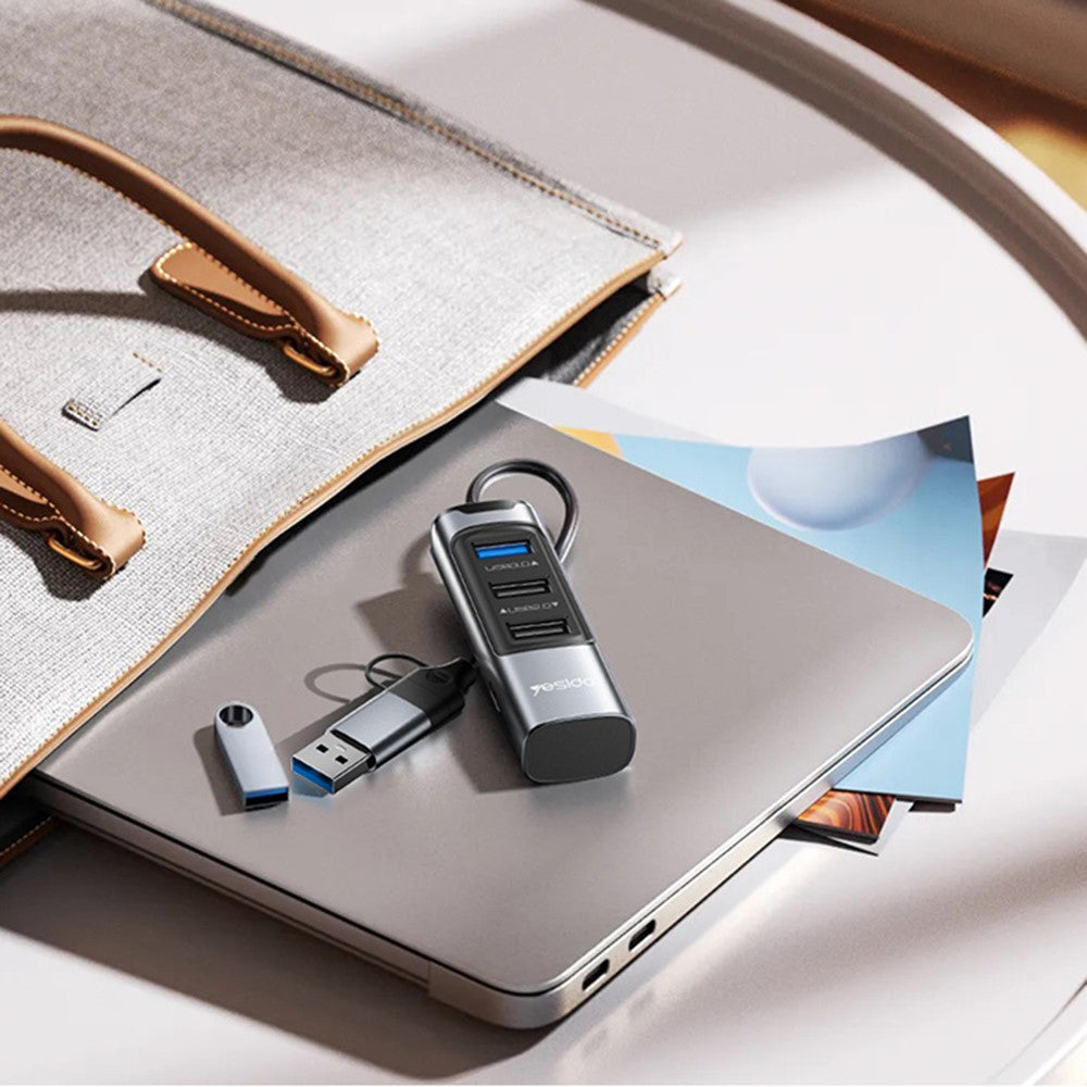 Hub USB / USB-C Yesido HB19, 4in1, Gri