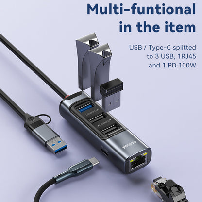 Hub USB / USB-C Yesido HB21, 5in1, Gri