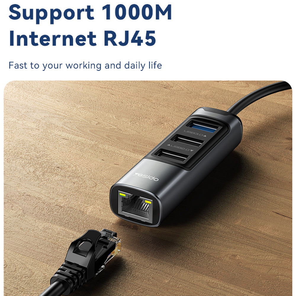 Hub USB / USB-C Yesido HB21, 5in1, Gri