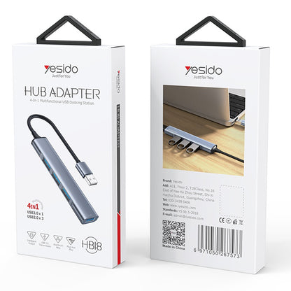 Hub USB Yesido HB18, 4in1, Gri