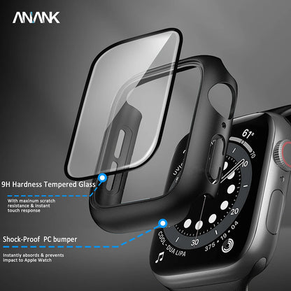 Husa Anank Screen Guard pentru Apple Watch Series 7 41mm, Neagra