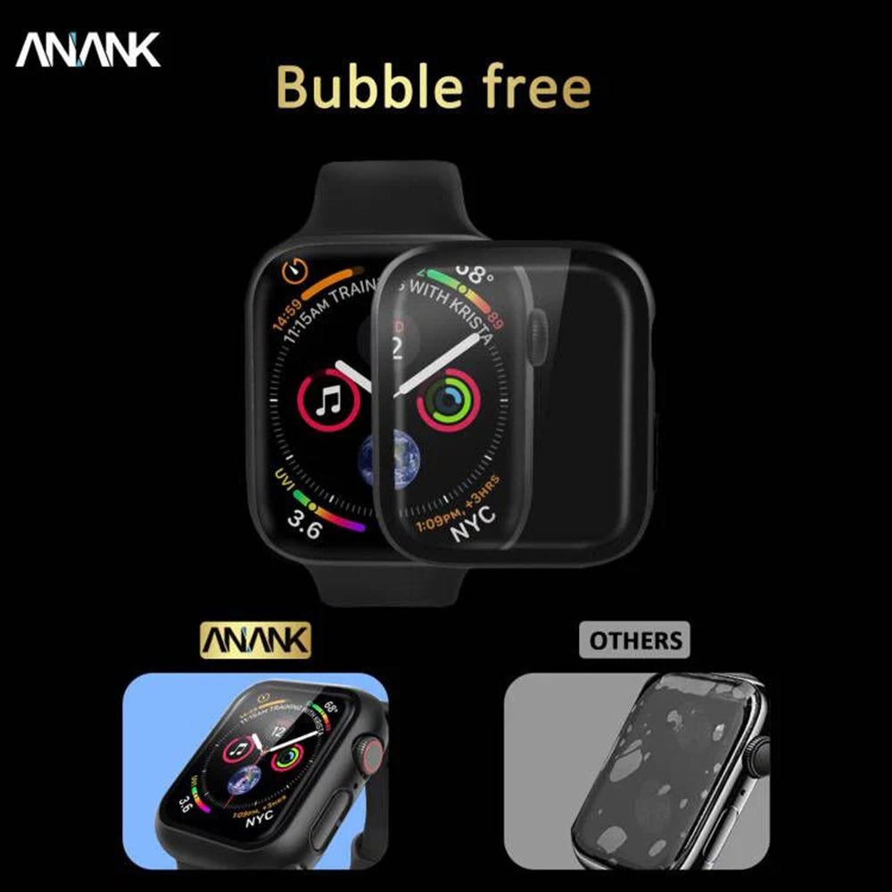 Husa Anank Screen Guard pentru Apple Watch Series 7 41mm, Neagra