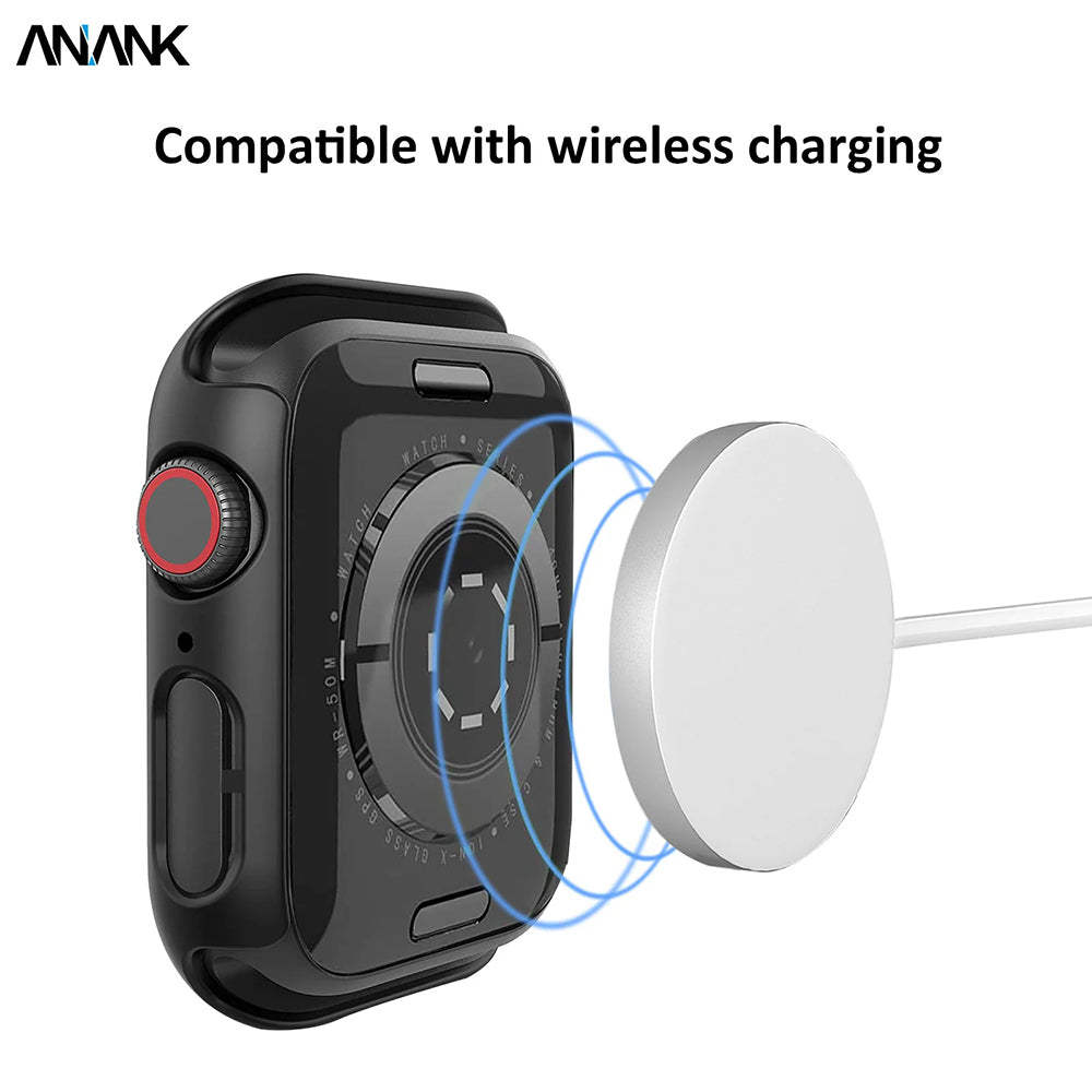 Husa Anank Screen Guard pentru Apple Watch Series 7 45mm, Neagra