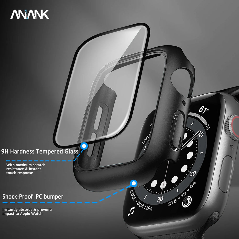Husa Anank Screen Guard pentru Apple Watch Series 7 45mm, Neagra