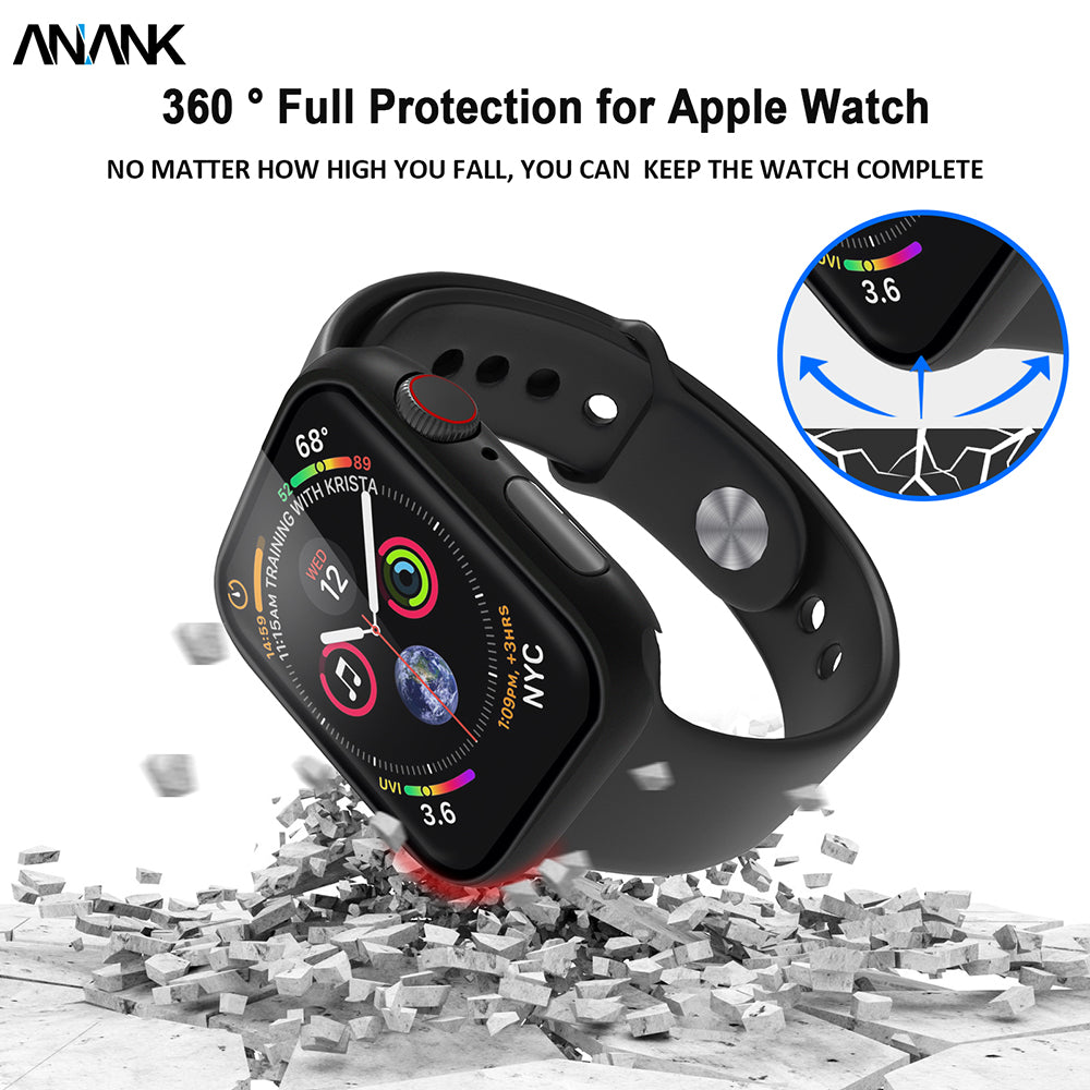 Husa Anank Screen Guard pentru Apple Watch Series 7 45mm, Neagra