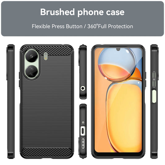 Husa cu Protectie Camera pentru Xiaomi Poco C65 / Redmi 13C, Techsuit, Carbon, Neagra