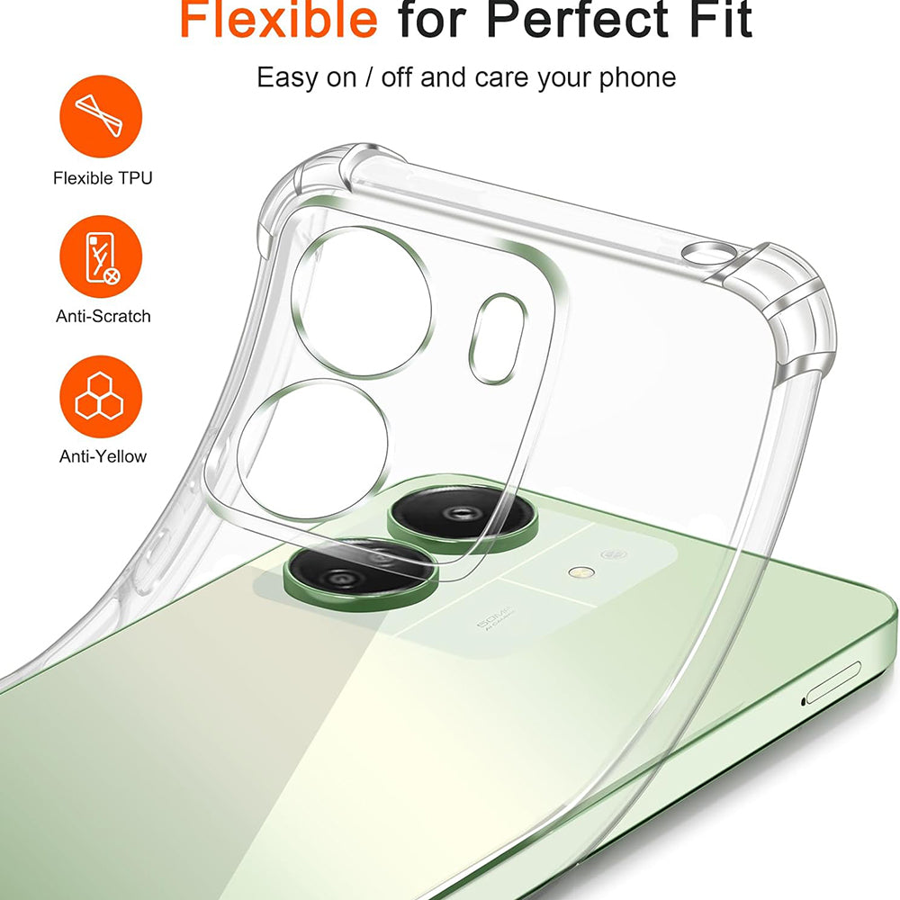 Husa cu Protectie Camera pentru Xiaomi Poco C65 / Redmi 13C, Techsuit, Shockproof Clear, Transparenta