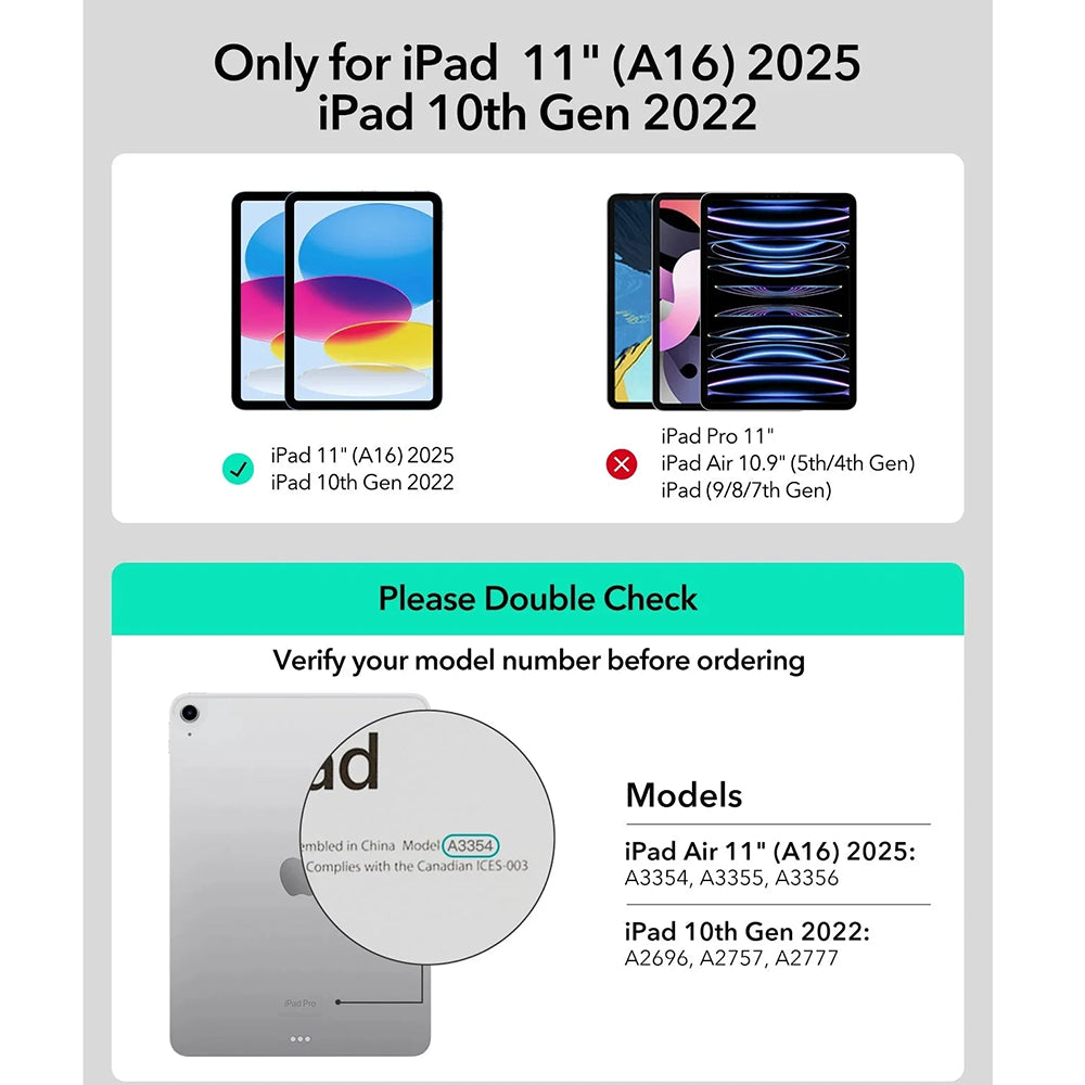 Husa cu Tastatura pentru Apple iPad (2025) / (2022), ESR, Rebound, Alba