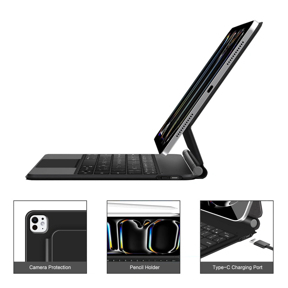 Husa Cu Tastatura pentru Apple iPad Pro 11 (2025) / (2024), Tech-Protect, SmartCase Magnetic, Neagra