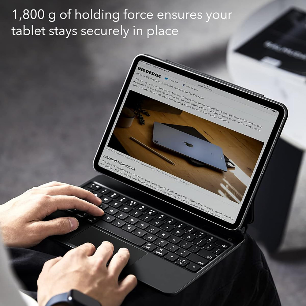 Husa Cu Tastatura pentru Apple iPad (2025) / (2022), ESR, Rebound, Neagra, Resigilata